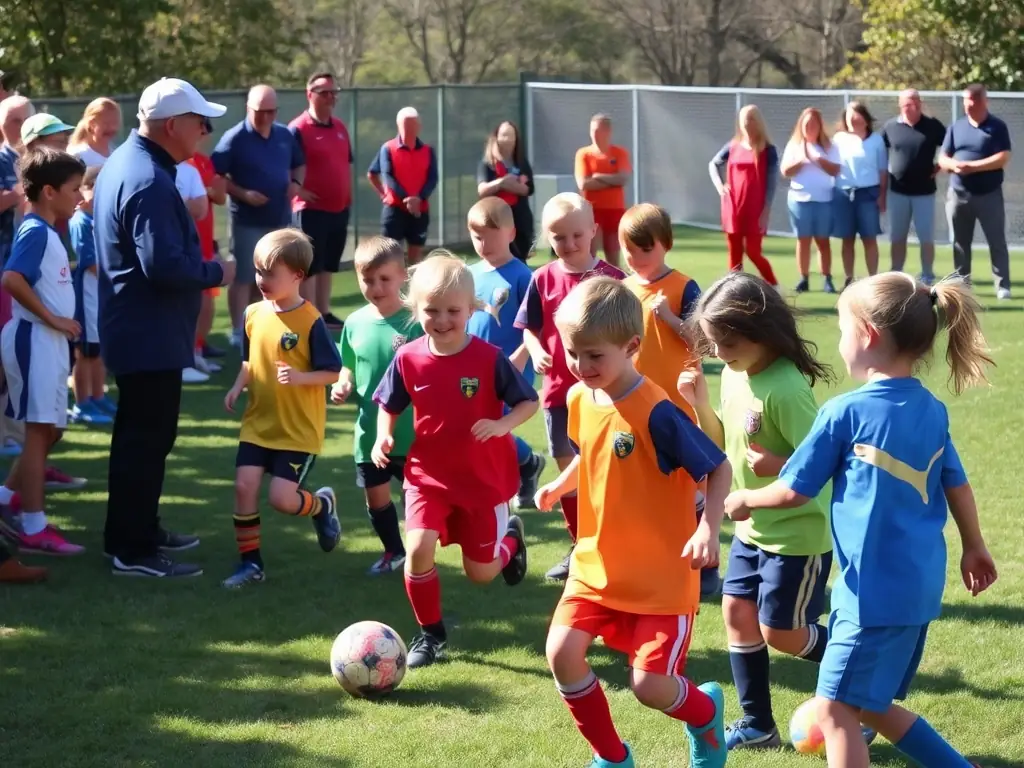A vibrant image of children participating in a soccer game, showcasing the sports programs offered by SLC SPORTS. LOISIRS .CULTURE.